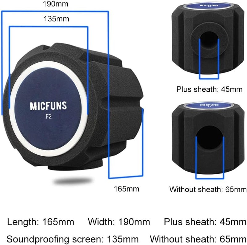 micfuns F2 Professional Microphone Windscreens Pop Filter, Acoustic Filter for 45mm-60mm Recording Studios Microphones, Sound-Absorbing Foam That Reduces Noise and Reflections(Blue) - Image 5
